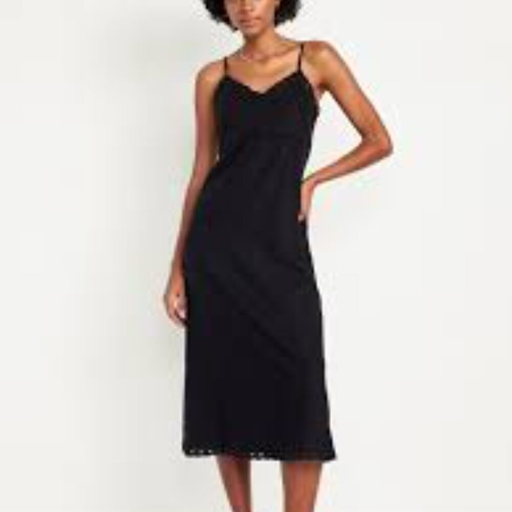 NWT linen blend cami - midi dress with Eyelet Trim